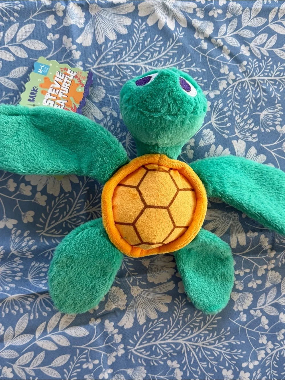 Plush Turtle Dog Toy - Green & Yellow
